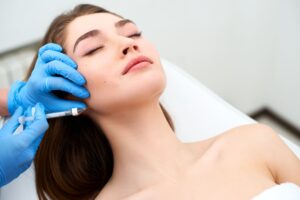 Relaxed woman getting Sculptra injections in Henderson, NV